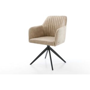 Gestoffeerde-stoel Greg-Flex kruisframe breed zwart microvelours beige vintage pocketveer kern