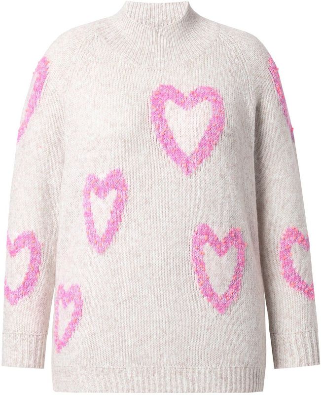 MIAMODA MIAMODA - Dames - Trui comfort fit hart van noppengaren - Off-white - Maat 42+