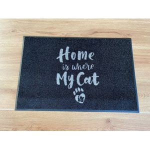 ADmat | deurmat Home is where my cat is | zwart | 75x50cm |