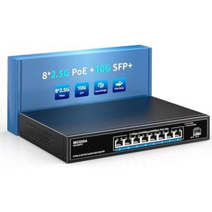 8-poorts 2.5G PoE Switch Unmanaged met 120W PoE+ en 10G SFP Uplink voor WiFi6, NAS en 4K Camera