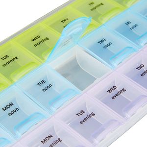 New Age Devi - Handige pillendoos - 7 dagen - 3 vakken - deksel - wekelijks gebruik - doorzichtig