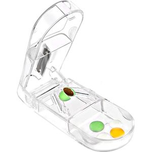 Doodadeals® - Pillensnijder – Grote en Kleine Pillen – Pillenvergruizer – Pillensplijter – Tablettensplitter – Met Opslagvak – Wit – 1 Stuk