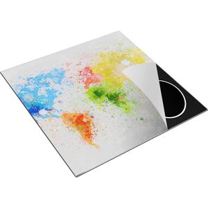 Chefcare Inductie Beschermer Wereldkaart met Verfvlekken - Abstract - 78x78 cm - Afdekplaat Inductie - Kookplaat Beschermer - Inductie Mat