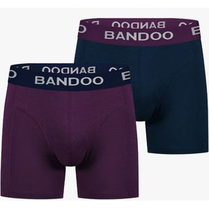 Bandoo Men's Bamboo - boxershorts heren - heren ondergoed - boxershorts - 2 Pack - Purple - Navy Blue - Size : M