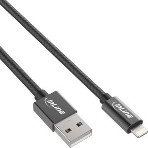 InLine Lightning naar USB kabel - zwart - 1 meter
