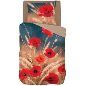 Snoozing Flower Grass - Flanel - Dekbedovertrek - Eenpersoons - 140x200/220 cm - Multi kleur
