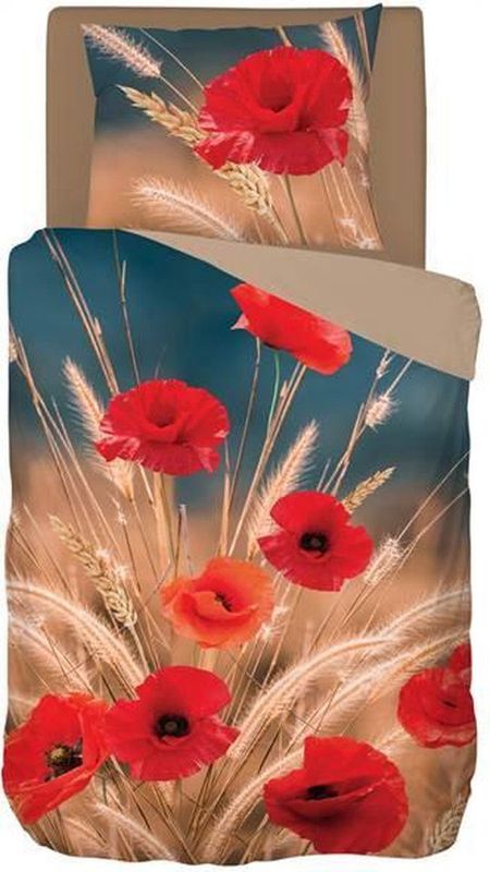 Snoozing Flower Grass - Flanel - Dekbedovertrek - Eenpersoons - 140x200/220 cm - Multi kleur
