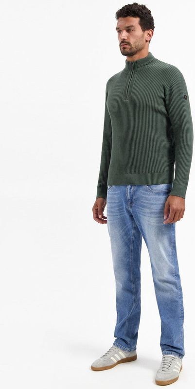 No Excess - Pullover Half Zip Rib Variation - Donkergroen - Trui