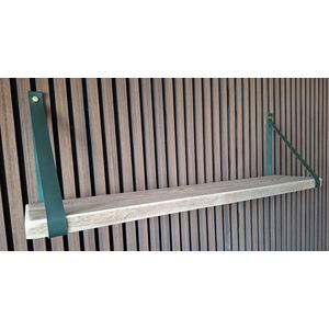 Hoexs - Plankdragers Leer Groen - 90cm - Inclusief Luxe Bevestingsmateriaal - Plankdragers - Wandplank - Industrieel - Legplankdrager - Schapdrager - Boekenrek