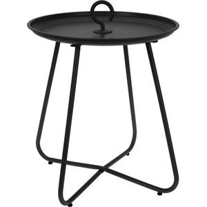 In & Out Deco Bijzettafel - salontafel - rond 46 cm - zwart metaal