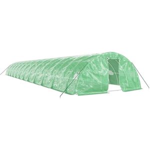 vidaXL Tuinkas - 120 m² - 24x5x2,3 m - Groen Broeikas - Serre - Tuinbouw - Plastic Greenhouse - Groene Serre