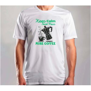 Keep Calm and More Coffee - T Shirt - FunnyVibes - Funny - Gift - Cute - Grappig - LachenMaar - Sarcasm - SarcasmMode - Sarcasme - LekkerSarcastisch - Coffee - Tea