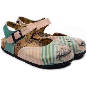 GOBY Clogs met Flamingo Print – Handgemaakt – Premium Kwaliteit – Maat 35