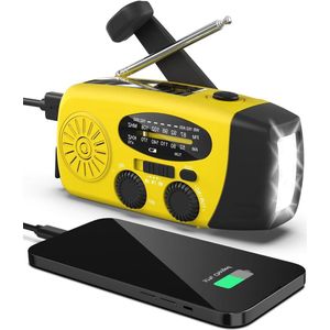 Draagbare handslinger radio 2000mAh oplaadbare powerbank noodweerradio LED-zaklamp SOS-alarm oplader mobiele telefoon gele