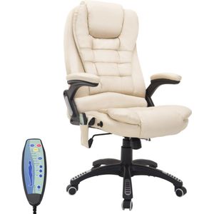 Bureaustoel - Ergonomische bureaustoel - Directiestoel - Stoelverwarming - Massagestoel - Kunstleer - Beige