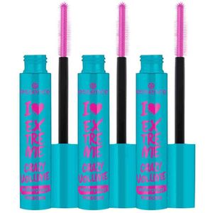 essence I Love Extreme Mascara Crazy Volume Waterproof - 3 x 12 ml - Voordeelverpakking
