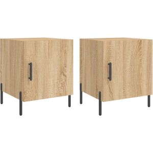 vidaXL Nachtkastjes - 2 stuks - Sonoma eiken - 40x50 cm Nachtkastjes - Salontafel - Houten Meubel - Bruine Meubels - Sonomaplank