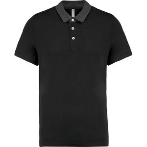 Kariban Tweekleurige herenpolo jersey K260 - Black / Dark Grey Heather - M