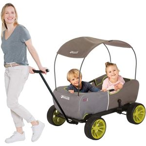 Inklapbare transportwagen voor 2 kinderen, kantelveilig, tot 50 kg, met zonnedak en trekstang