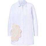MIAMODA - Dames - Overhemdblouse Loose Fit geborduurde patch - Sneeuwwit - Maat 42