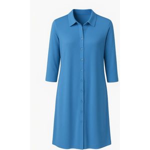 Angelle Milan Doorknoopjurk – Zeeblauw – Travelstofblend