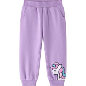 Newness - gevoerd broekje - meisjes - paars - eenhoorn - maat 80