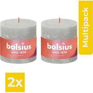 Bolsius Stompkaarsen Shine 3 st rustiek 100x100 mm zandgrijs - Kaarsen - Voordeelverpakking 2 stuks