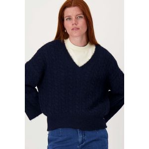 Zusss V-Hals Trui Met Kabel Blauw