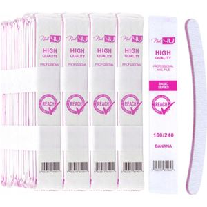 Nail4U Bananen Vijlen 180/240 Grit - 100 Stuks voor Nagelstudio