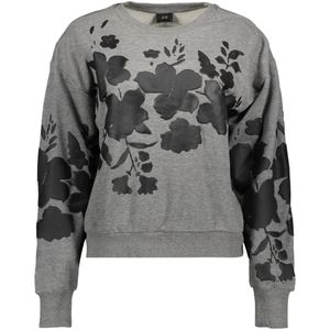 Jacqueline de Yong Trui Jdycolum Life Print Sweat Jrs 15361321 Medium Grey Mel/black Flower Dames Maat - XS