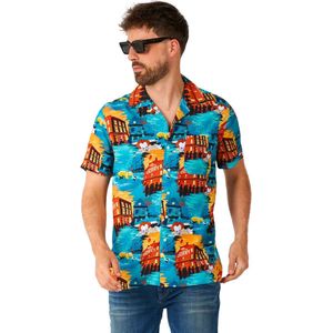 OppoSuits Shirt - IT - Heren Carnaval Overhemd - Halloween Shirt - Korte Mouwen - Zwart - Maat: S