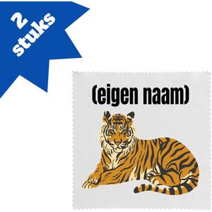 Akyol - tijger met eigen naam brillendoekjes - Tijger - dieren liefhebber - iemand die houdt van tijgers - verjaardag - cadeau - kado - geschenk - 17,8 bij 17,8 cm - 2 stuks