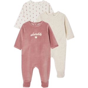 Vertbaudet - Set van 3 - Fluwelen Babyslaappakjes - Basics