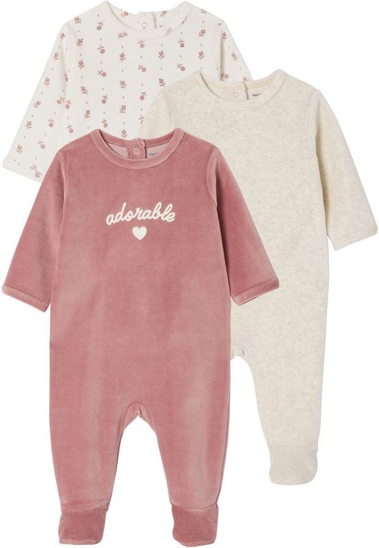Vertbaudet - Set van 3 - Fluwelen Babyslaappakjes - Basics