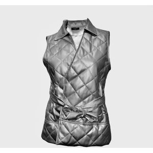 Dames PU Gilet Chastar - Zilver - S/M (36-38)