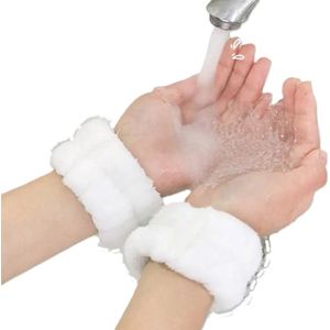 Set Van 2 Pols Microvezel Washandjes I Elastisch I Bescherm Je Mouwen En Kraag Tijdens wassen Gezicht Of Handen I Ophangbaar I Wit