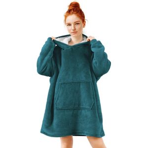 V&L comfortlifestyle - Fleece deken met mouwen - sweater - 280 gsm - Turquoise - Snuggle Hoodie