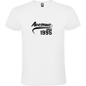 Wit T-Shirt met “Awesome sinds 1995 “ Afbeelding Zwart Size XS
