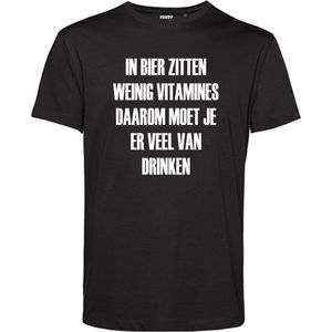 T-shirt In bier zitten weinig vitamines | Oktoberfest dames heren | Carnavalskleding heren dames | Foute party | Zwart | maat M