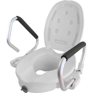 WC Verhoger/ Toiletverhoger 17cm Opklapbare Gevoerde Armsteunen Deksel Geschikt ovale toiletten Ergonomisch Lichtgewicht Veilig Spaans Merk Model Guadiana Effen Zwart