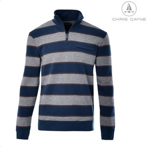 Chris Cayne sweatshirt - maat XXL - gestreept - Trui 1033 - kleur blauw/beige - schipperskraag - jersey