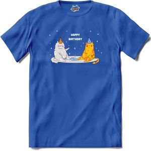 Happy Birthday Cats | Verjaardag - Katten - Happy Birthday - T-Shirt - Unisex - Royal Blue - Maat M