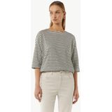 comma - T-shirt - Gestreept - 3/4 Mouwen - 100% Katoen