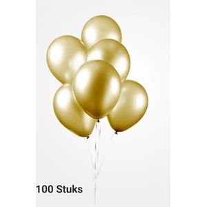 100 x Gouden Metallic Ballonnen 100% biologisch afbreekbaar , 30 cm doorsnee, Nieuwjaar, Kerstmis, Carnaval, Voetbal, Verjaardag, Themafeest, Huwelijk.Versiering