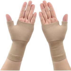 Compressie handschoenen - vingerloos - beige - maat L (Heren)