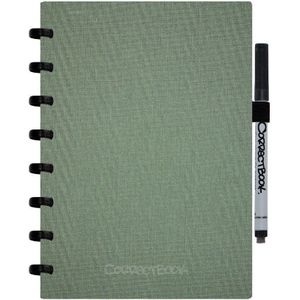 Correctbook Linnen Hardcover A5 Olive Green-Blanco - Uitwisbaar / Whiteboard Notitieboek
