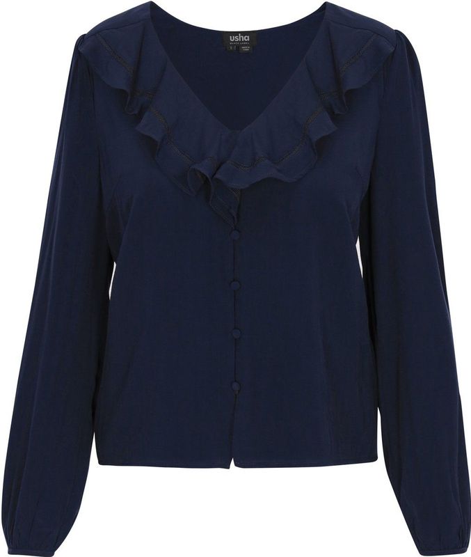 usha - Blouse - V-hals - Rimpels - Regular Fit