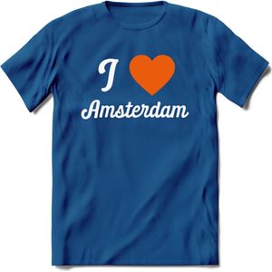 I Love Amsterdam T-Shirt | Souvenirs Holland Kleding | Dames / Heren / Unisex Koningsdag shirt | Grappig Nederland Fiets Land Cadeau | - Donker Blauw - 3XL