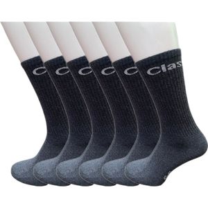 Classinn Crew inn plain geribbelde sokken katoen 12 Paar antraciet melange Maat 43-46 met logo