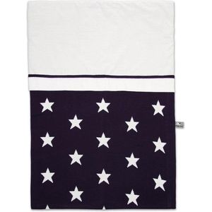 Baby's Only Gebreid baby dekbedovertrek ledikant - baby deken Star - Marine/Wit - 100x135 cm